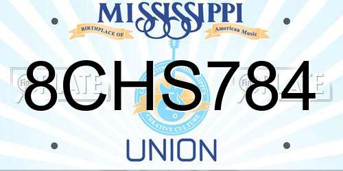 8CHS784 Mississippi License Plate