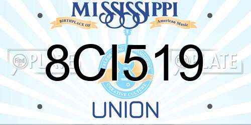 8CI519 Mississippi License Plate