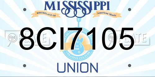 8CI7105 Mississippi License Plate