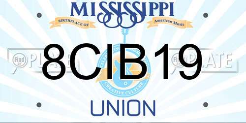 8CIB19 Mississippi License Plate