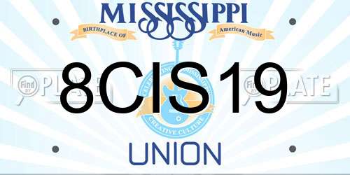 8CIS19 Mississippi License Plate