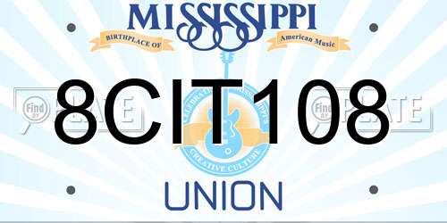 8CIT108 Mississippi License Plate