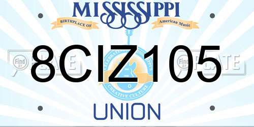 8CIZ105 Mississippi License Plate