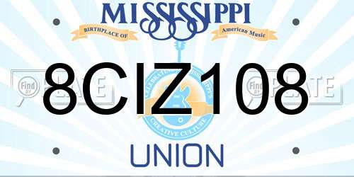 8CIZ108 Mississippi License Plate