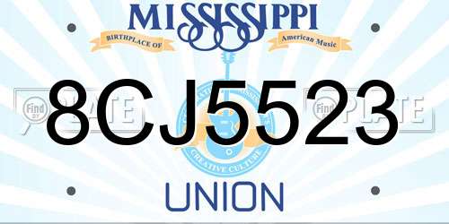 8CJ5523 Mississippi License Plate