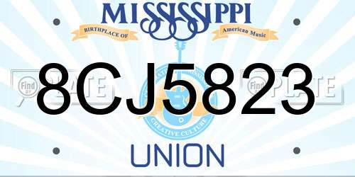 8CJ5823 Mississippi License Plate