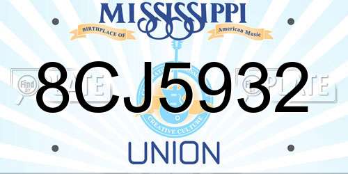 8CJ5932 Mississippi License Plate
