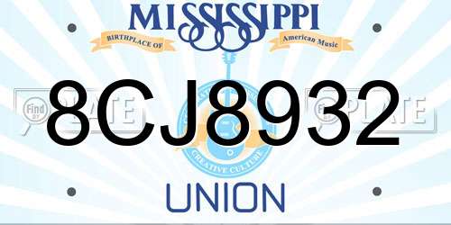 8CJ8932 Mississippi License Plate