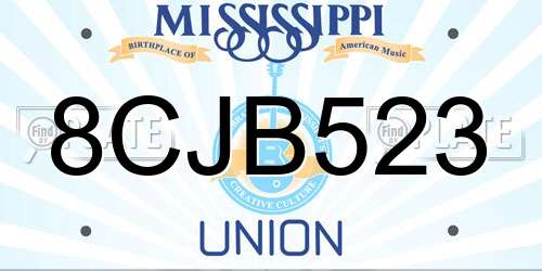 8CJB523 Mississippi License Plate