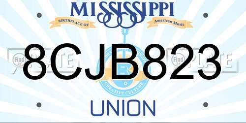 8CJB823 Mississippi License Plate