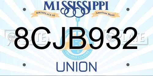 8CJB932 Mississippi License Plate