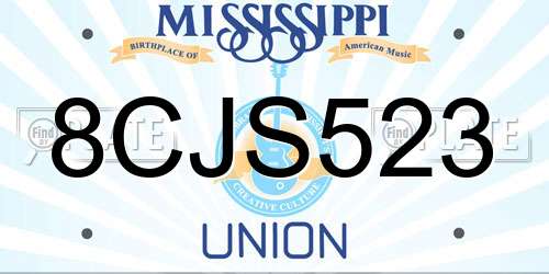 8CJS523 Mississippi License Plate