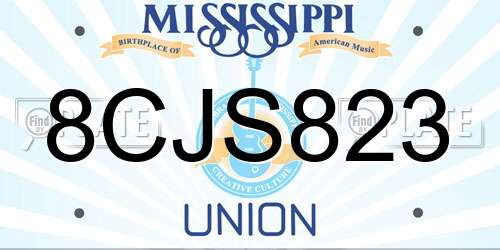 8CJS823 Mississippi License Plate