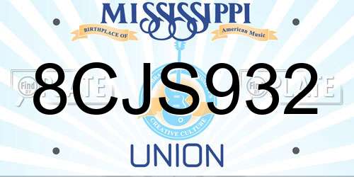 8CJS932 Mississippi License Plate