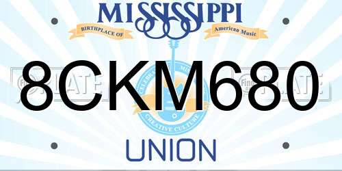 8CKM680 Mississippi License Plate