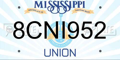 8CNI952 Mississippi License Plate