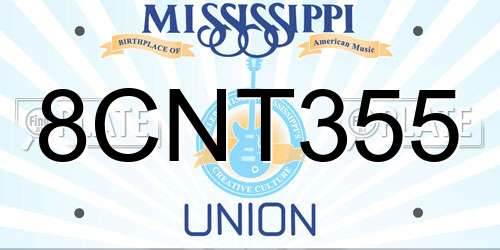 8CNT355 Mississippi License Plate
