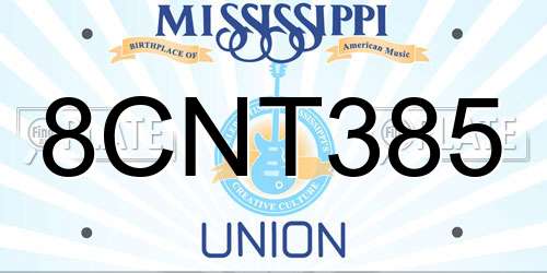 8CNT385 Mississippi License Plate