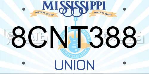 8CNT388 Mississippi License Plate