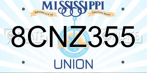 8CNZ355 Mississippi License Plate
