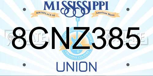 8CNZ385 Mississippi License Plate