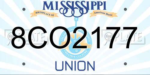 8CO2177 Mississippi License Plate