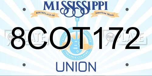 8COT172 Mississippi License Plate