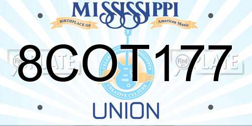 8COT177 Mississippi License Plate