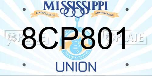8CP801 Mississippi License Plate