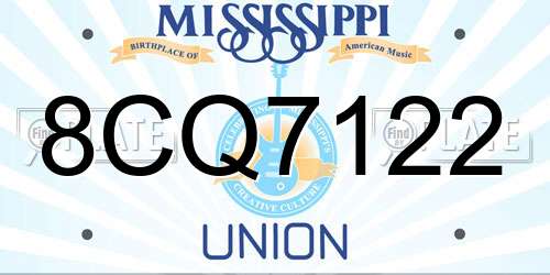 8CQ7122 Mississippi License Plate