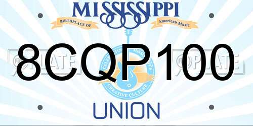 8CQP100 Mississippi License Plate