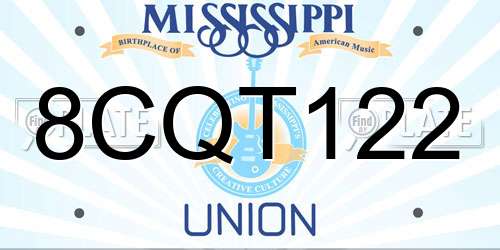 8CQT122 Mississippi License Plate