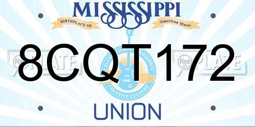 8CQT172 Mississippi License Plate