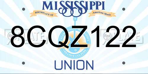 8CQZ122 Mississippi License Plate