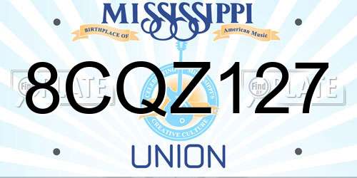 8CQZ127 Mississippi License Plate