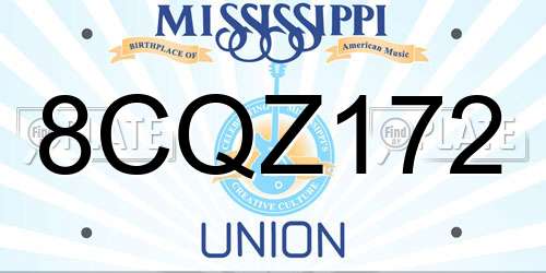 8CQZ172 Mississippi License Plate