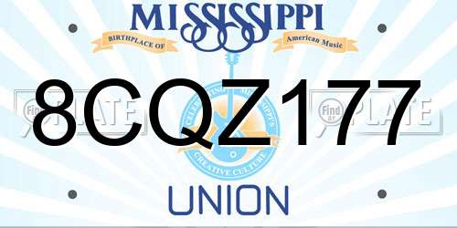 8CQZ177 Mississippi License Plate