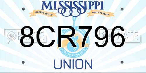 8CR796 Mississippi License Plate
