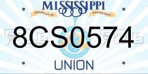 8CS0574 Mississippi License Plate