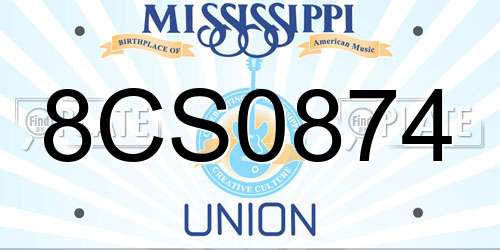 8CS0874 Mississippi License Plate