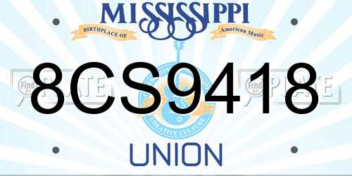 8CS9418 Mississippi License Plate