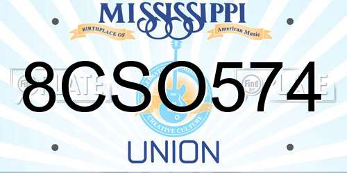 8CSO574 Mississippi License Plate