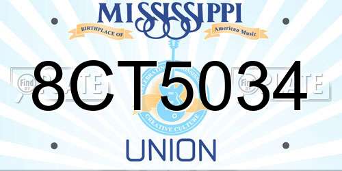 8CT5034 Mississippi License Plate