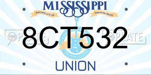 8CT532 Mississippi License Plate