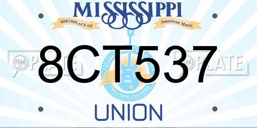 8CT537 Mississippi License Plate