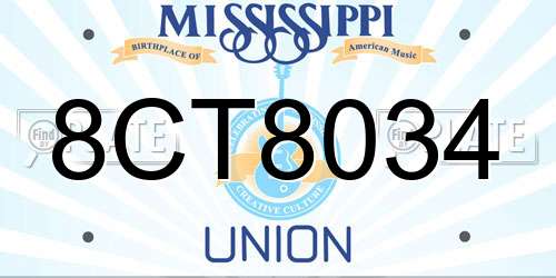 8CT8034 Mississippi License Plate