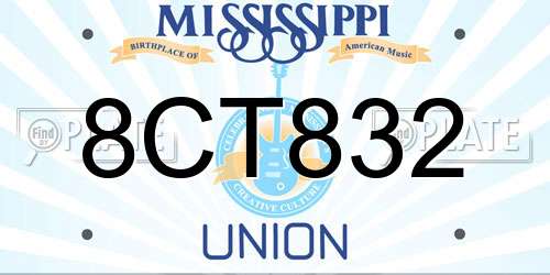 8CT832 Mississippi License Plate