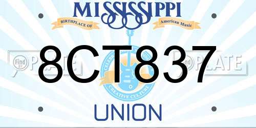 8CT837 Mississippi License Plate
