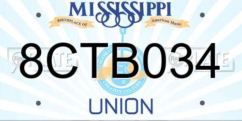 8CTB034 Mississippi License Plate
