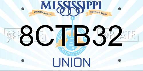 8CTB32 Mississippi License Plate